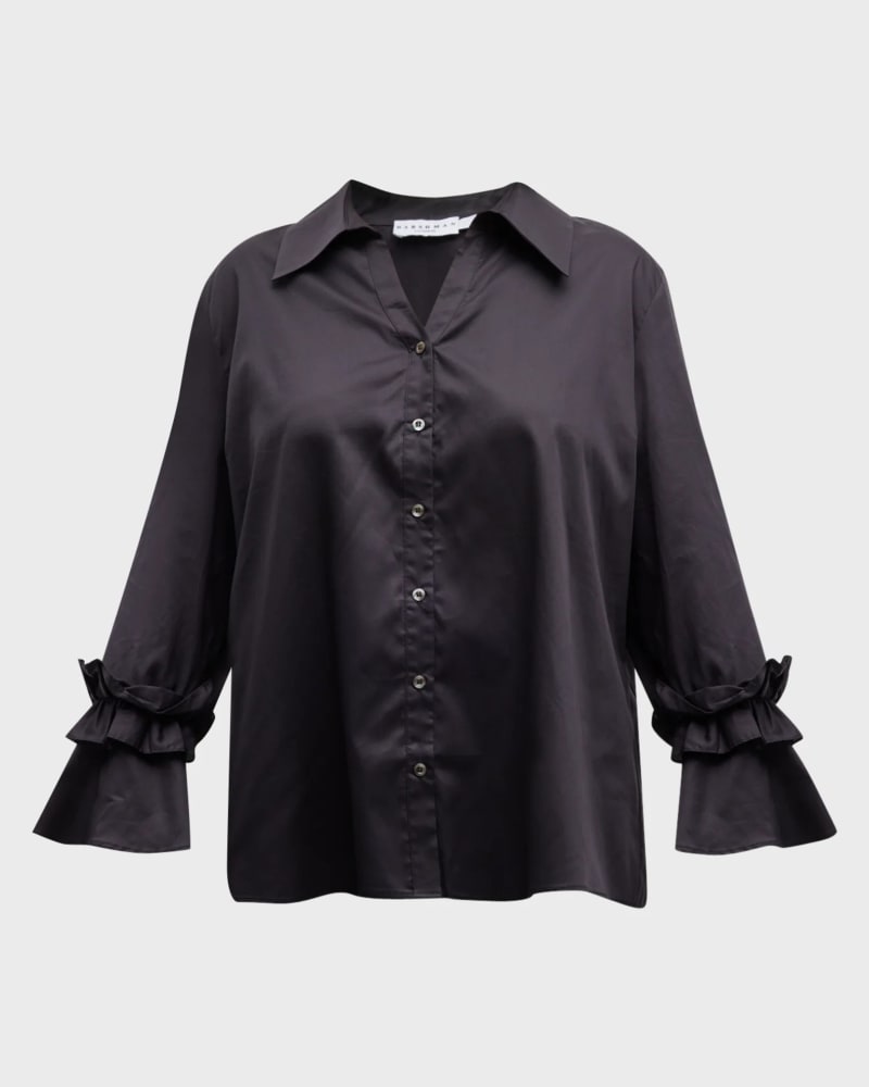 Front of a size 2X Selina Shirt in Black by HARSHMAN. | dia_product_style_image_id:300162